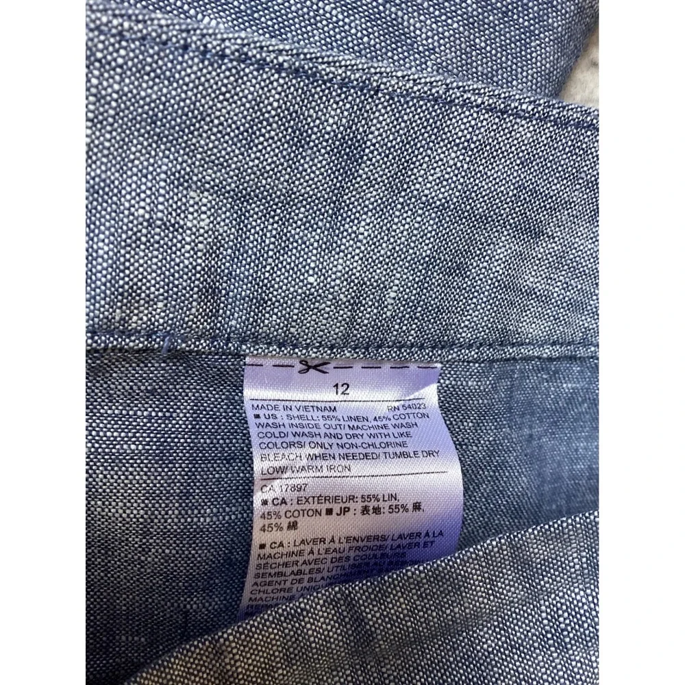 Banana Republic Martin Fit Linen Blend Blue Trousers Women's Size 12